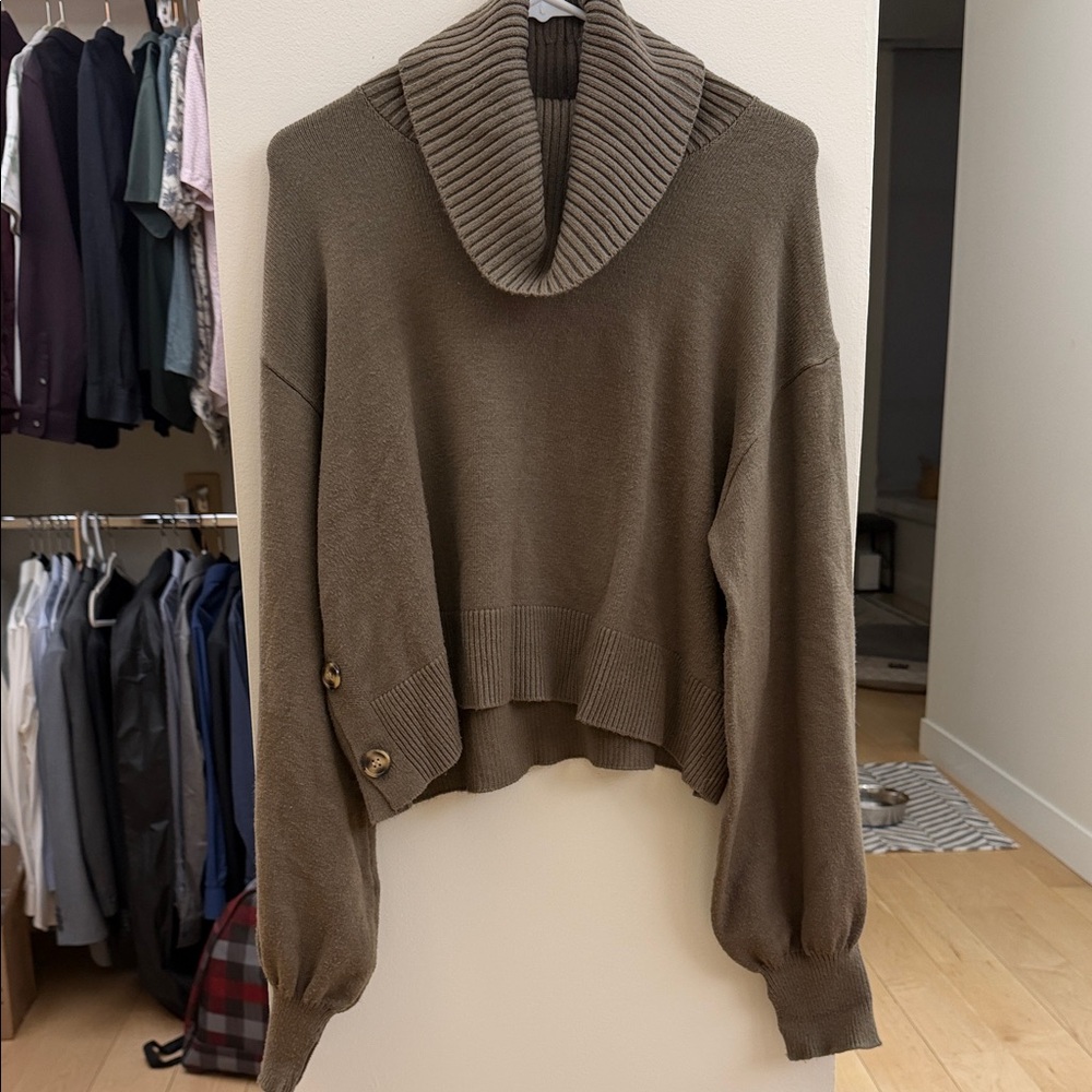 Cozy Taupe Cowl Neck Sweater